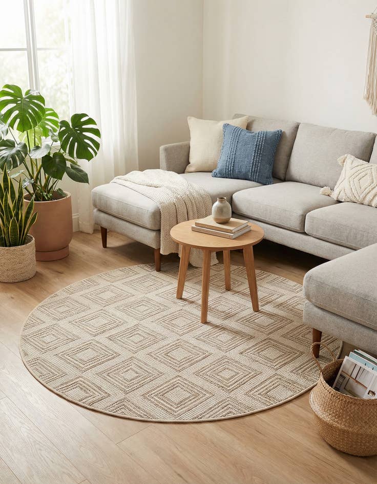 Detail image of  5' x 5'  Washable Sabrina Soto Indoor / Outdoor Round Rug