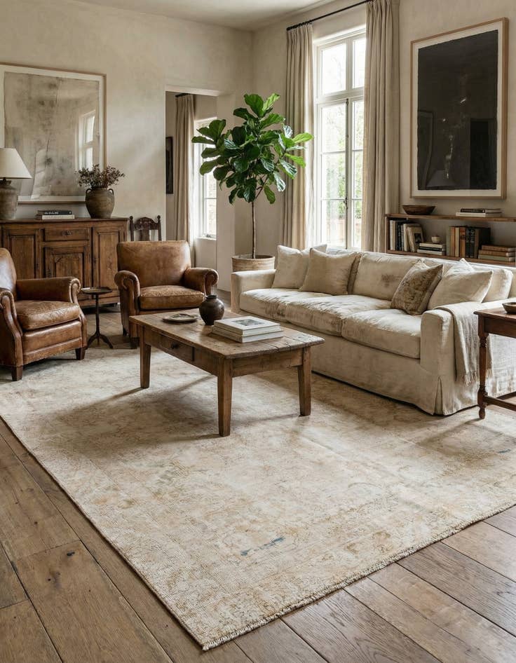 Detail image of  6' 10 x 10' 5  Hand Knotted Ultra Vintage Persian Wool Rug