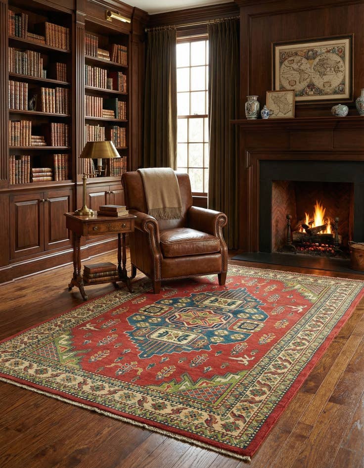 Detail image of 4' 1 x 6' 1  Hand Knotted Kazak Rug