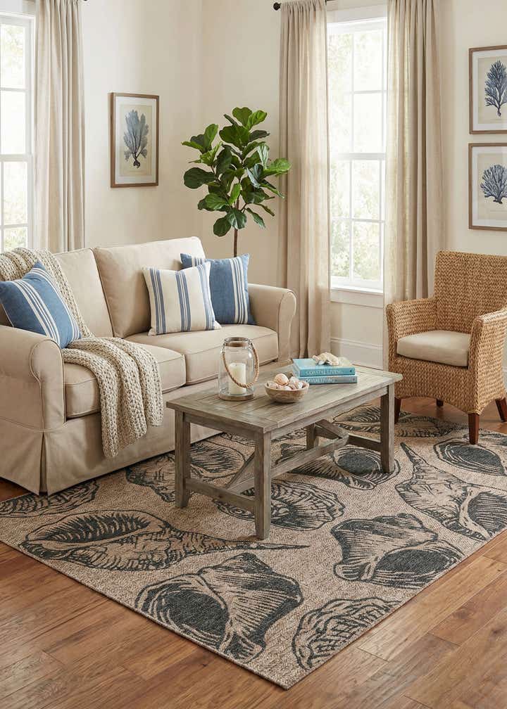 6' x 9' Easy-Clean Coastal Indoor / Outdoor Rug