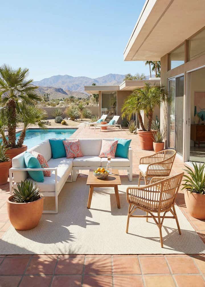 10' x 10' Easy-Clean Jill Zarin Palm Springs Indoor / Outdoor Square Rug