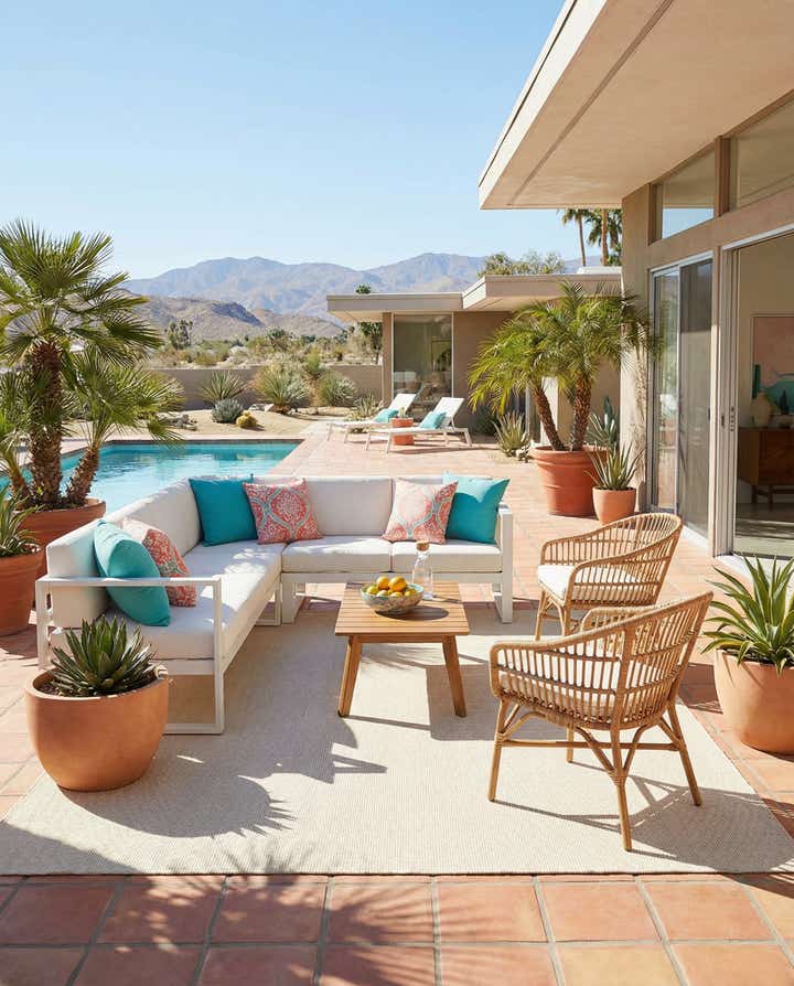 10' x 10' Easy-Clean Jill Zarin Palm Springs Indoor / Outdoor Square Rug