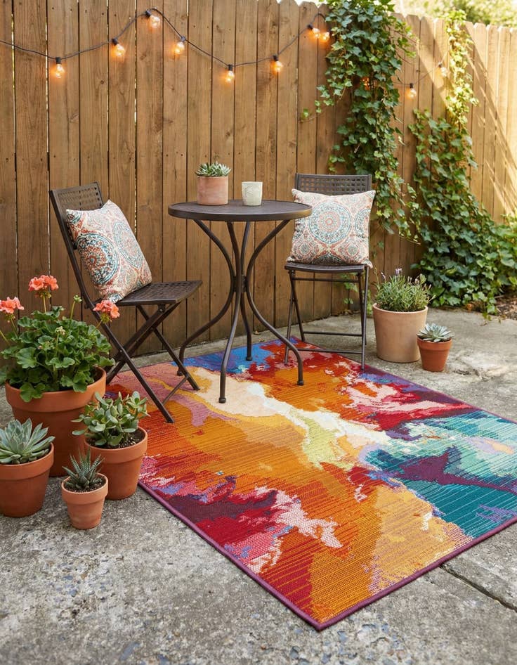 Detail image of 2' x 3'  Washable Modern Indoor / Outdoor Rug
