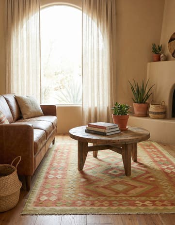 3' 9 x 6' 3 Hand Woven Kilim Waziri Wool Rug