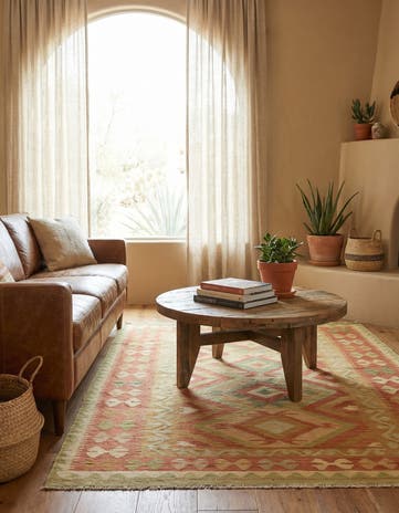 3' 9 x 6' 3 Hand Woven Kilim Waziri Wool Rug