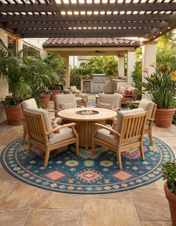 10' x 10' Easy-Clean Baja Indoor / Outdoor Round Rug