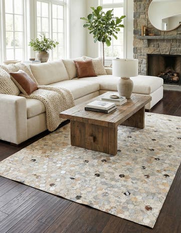 5' 3 x 7' 8 Cowhide Stocks Rug