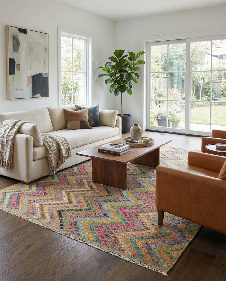 Detail image of 8' 8 x 11' 2 Hand Woven Kilim Modern Wool Rug