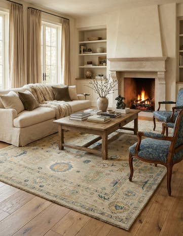 8' x 10' 7 Hand Knotted Oushak Rug