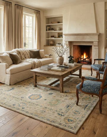8' x 10' 7 Hand Knotted Oushak Rug
