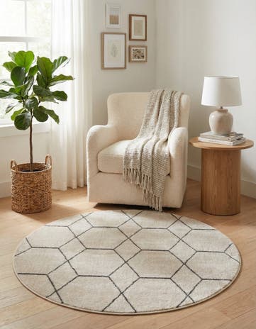 3' x 3' Lattice Frieze Round Rug