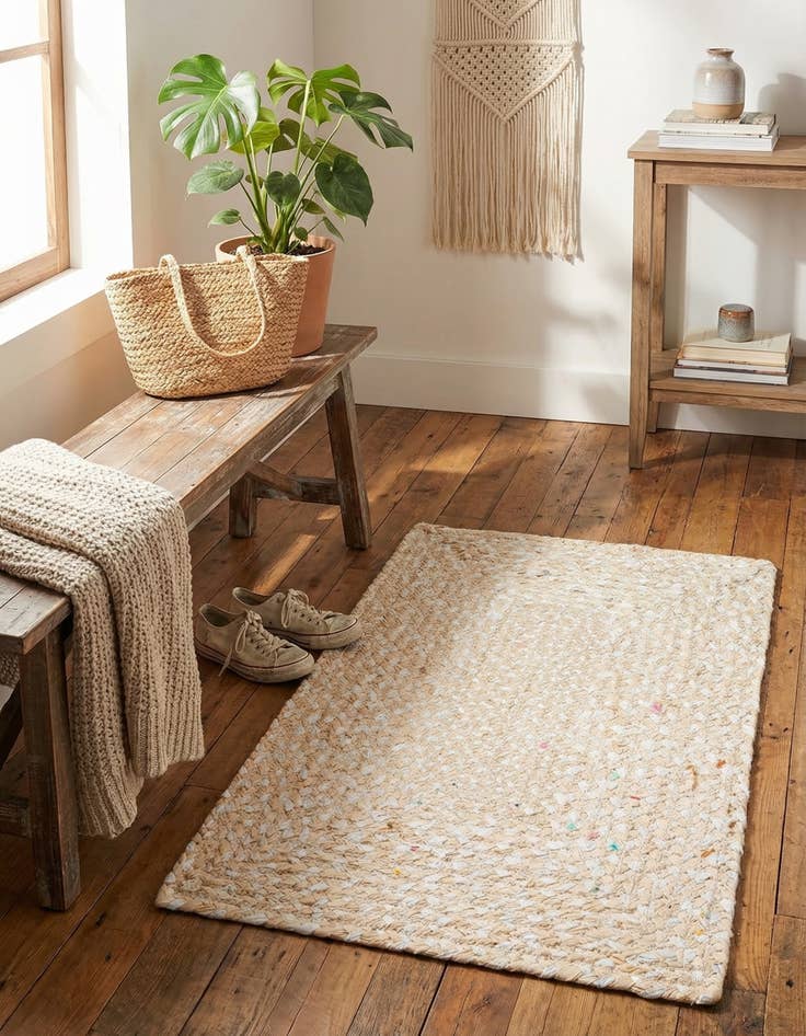 Detail image of  2' x 3' 1  Hand Braided Chindi Rug