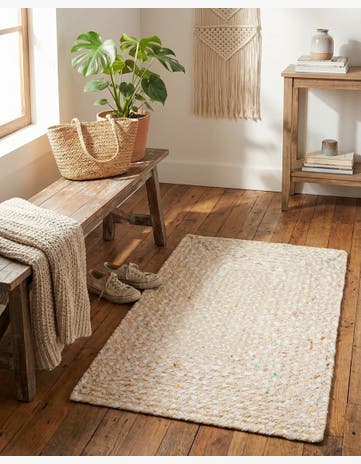 Ivory Handmade Braided Chindi Rug