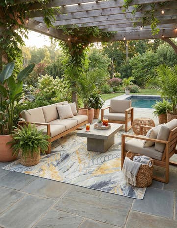10' x 10' Easy-Clean Botanical Indoor / Outdoor Square Rug