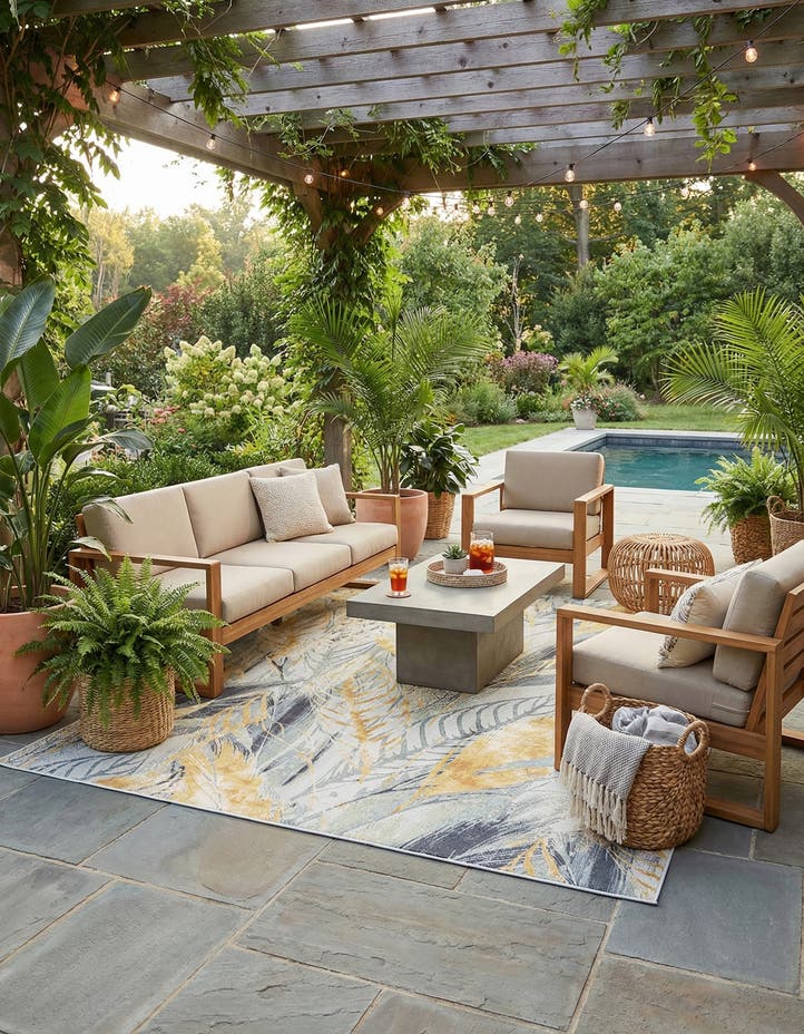 10' x 10' Easy-Clean Botanical Indoor / Outd...