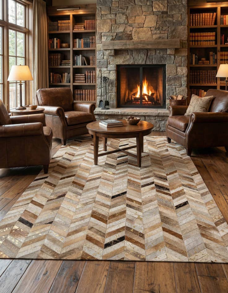 Detail image of  5' 1 x 8' Cowhide - Patchwork Rug