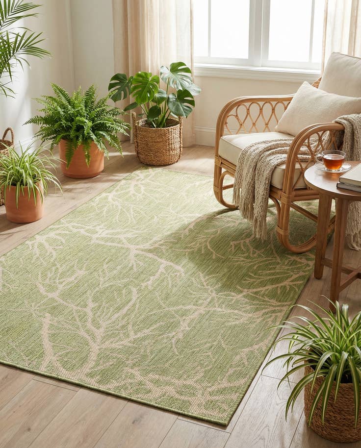Detail image of 4' x 6' Easy-Clean Botanical Indoor / Outdoor Rug