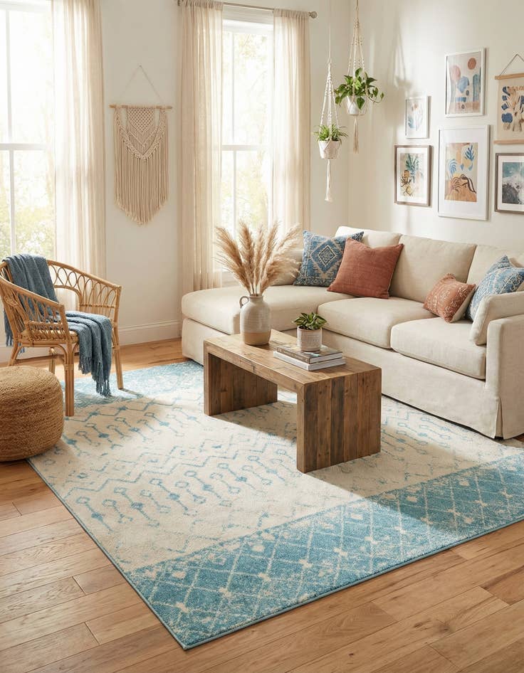 Detail image of  7' 10 x 7' 10 Moroccan Trellis Square Rug