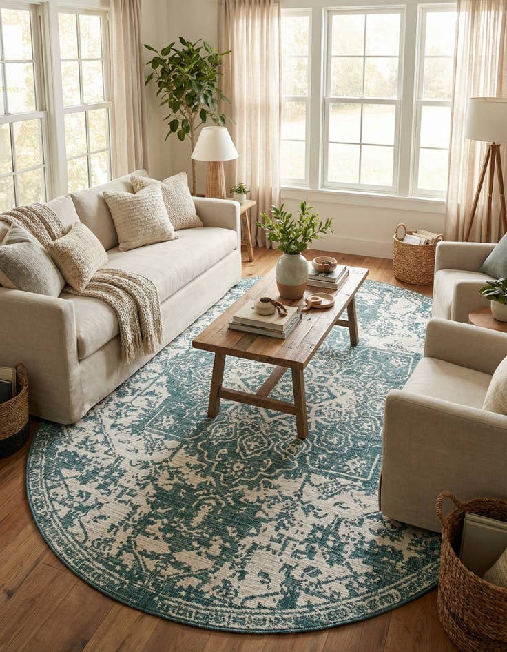 Detail image of 7' 10 x 10'  Washable Jill Zarin Dubai Indoor / Outdoor Oval Rug