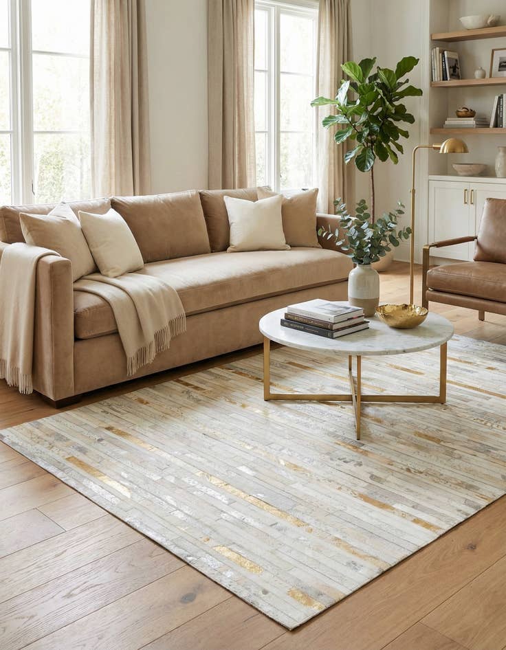 Detail image of 5' 2 x 7' 10 Cowhide Leather Rug