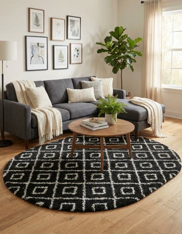 7' 10 x 10' Lattice Shag Oval Rug