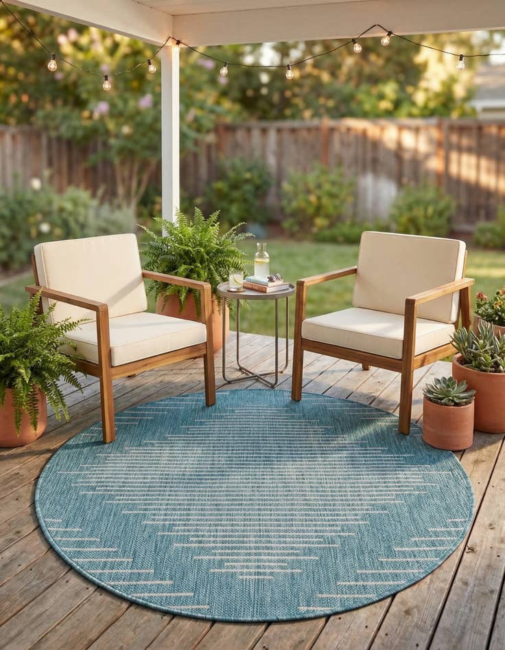 Detail image of  3' x 3'  Washable Modern Indoor / Outdoor Round Rug