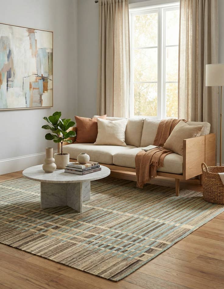 Detail image of 5' 6 x 7' 10  Hand Woven Kilim Modern Wool Rug