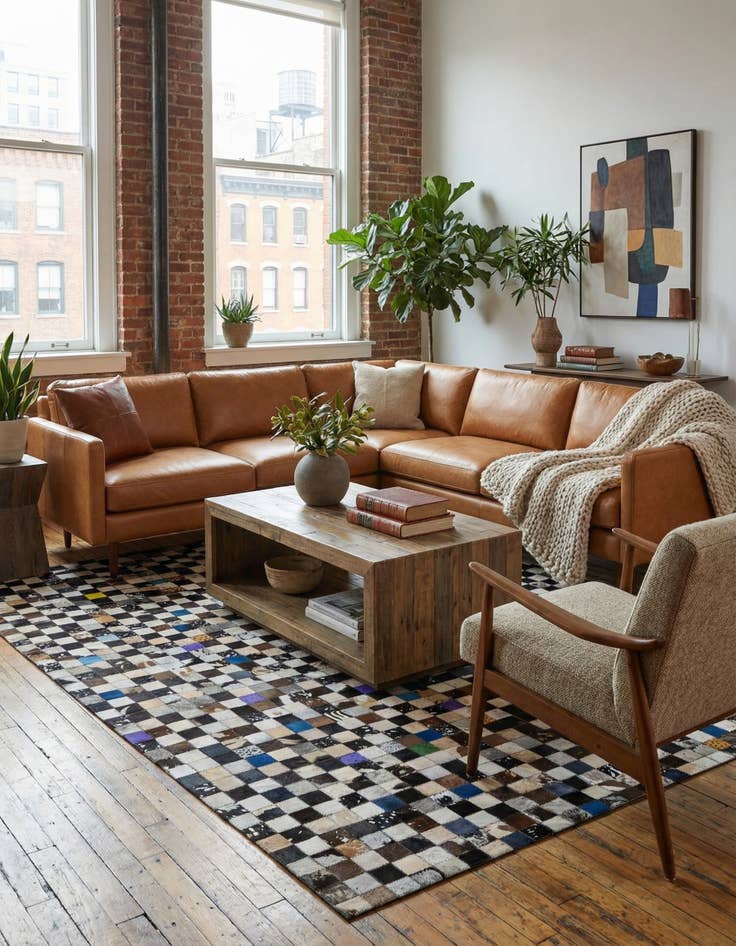 Detail image of  5' x 8' Cowhide Leather Rug