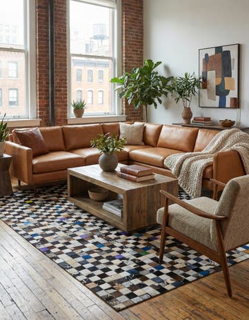 5' x 8' Cowhide Leather Rug