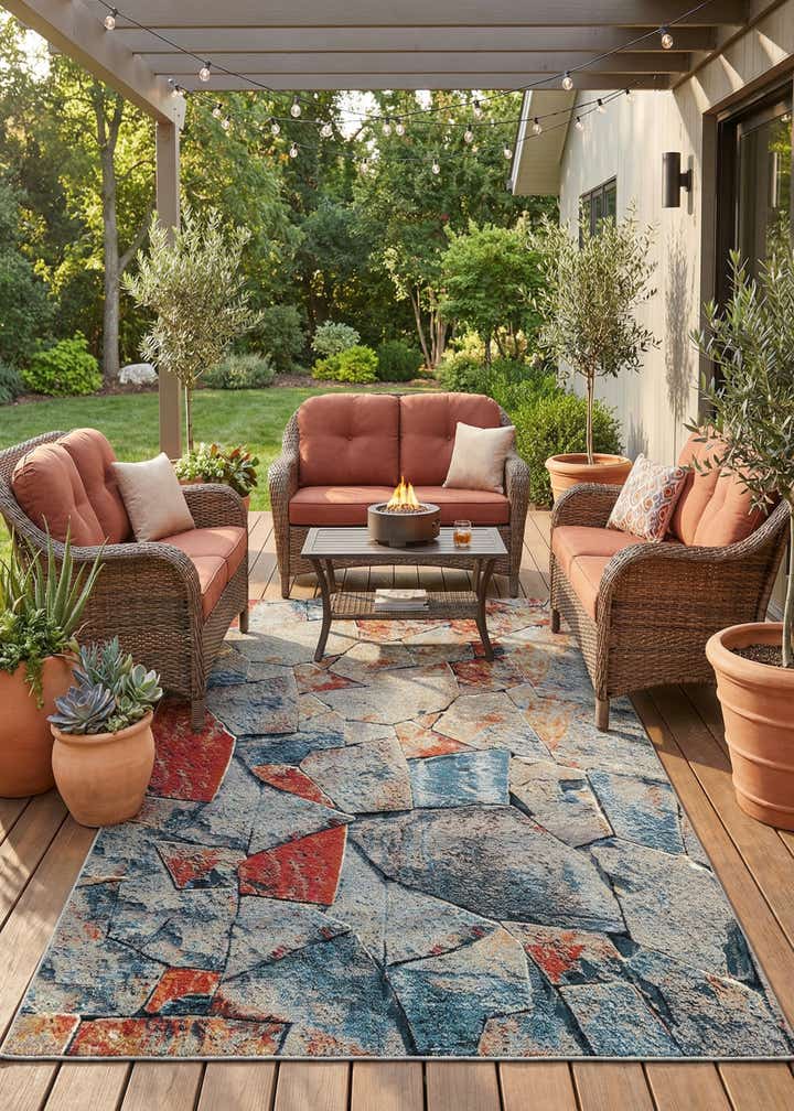6' x 9' Easy-Clean Modern Indoor / Outdoor Rug