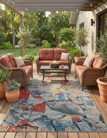 6' x 9' Easy-Clean Modern Indoor / Outdoor Rug