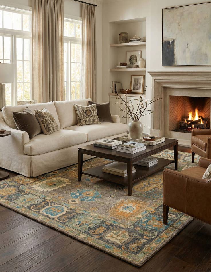 Detail image of 8' 2 x 9' 11 Hand Knotted Oushak Rug