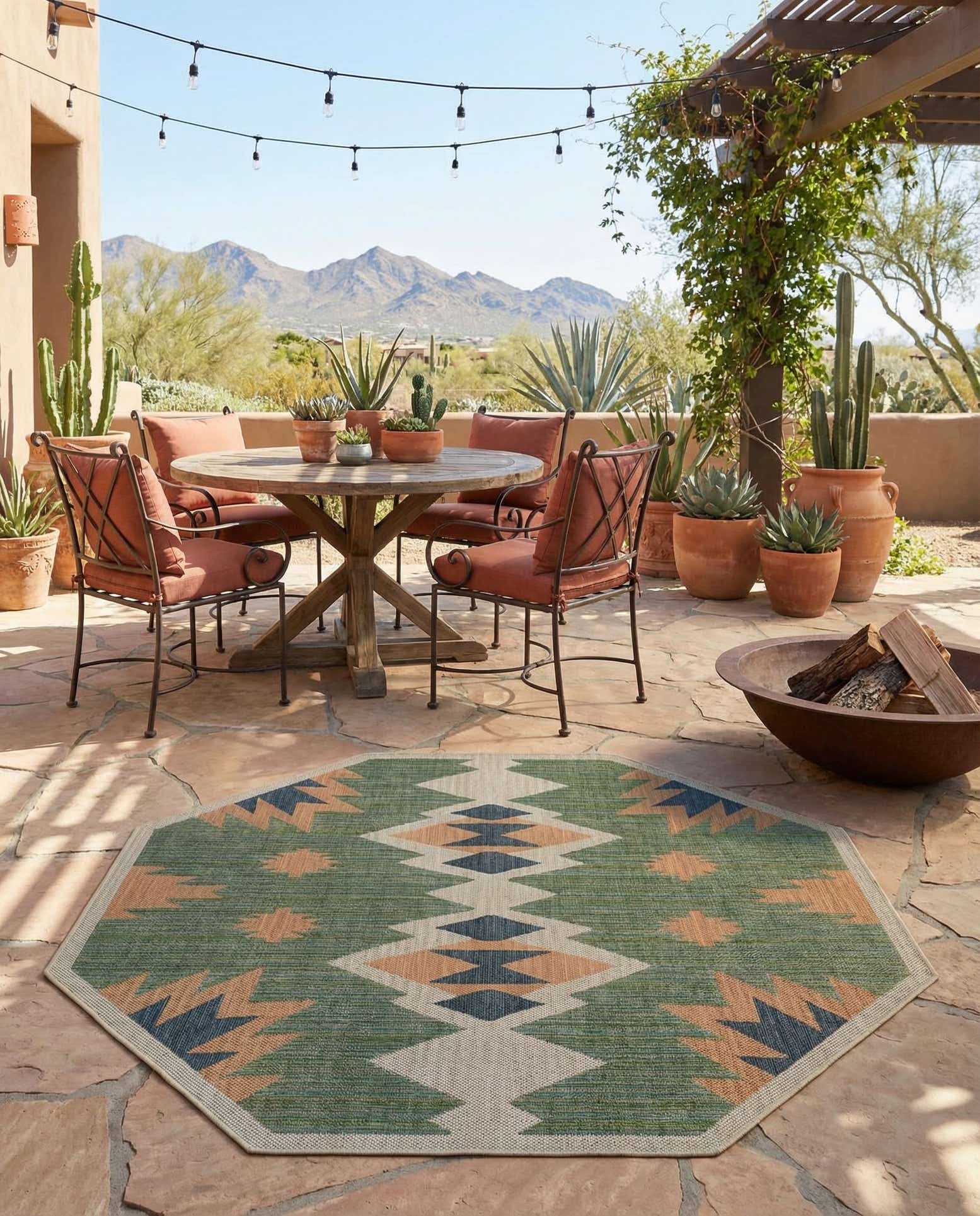 7' 10 x 7' 10 Easy-Clean Baja Indoor / Outdoor Octagon Rug