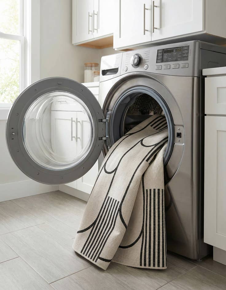 Detail image of  7' 10 x 7' 10  Washable Modern Indoor / Outdoor Square Rug