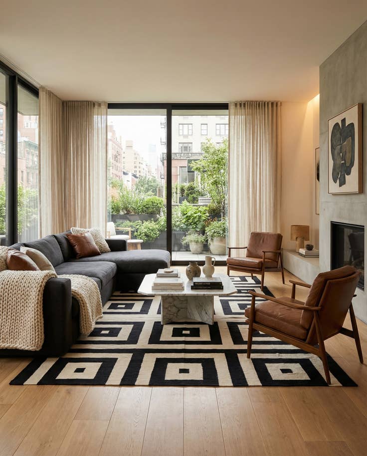 Detail image of 8' x 10' Hand Woven Kilim Modern Wool Rug