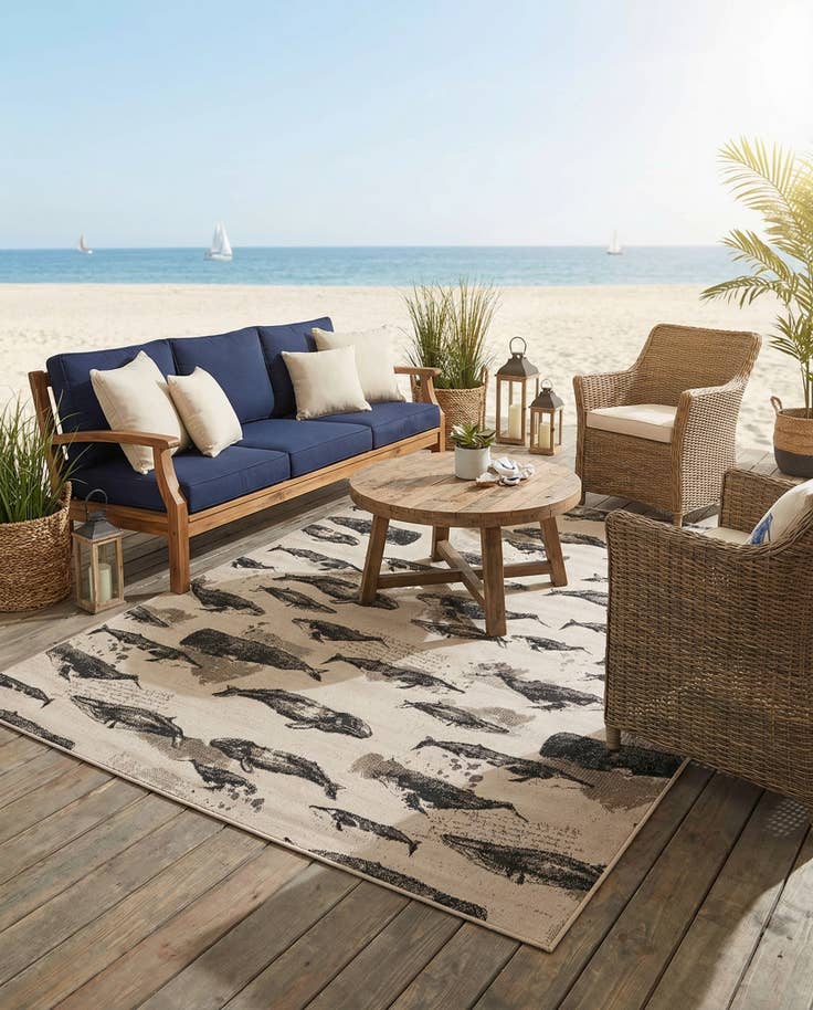 Detail image of 7' 10 x 10' Easy-Clean Coastal Indoor / Outdoor Rug
