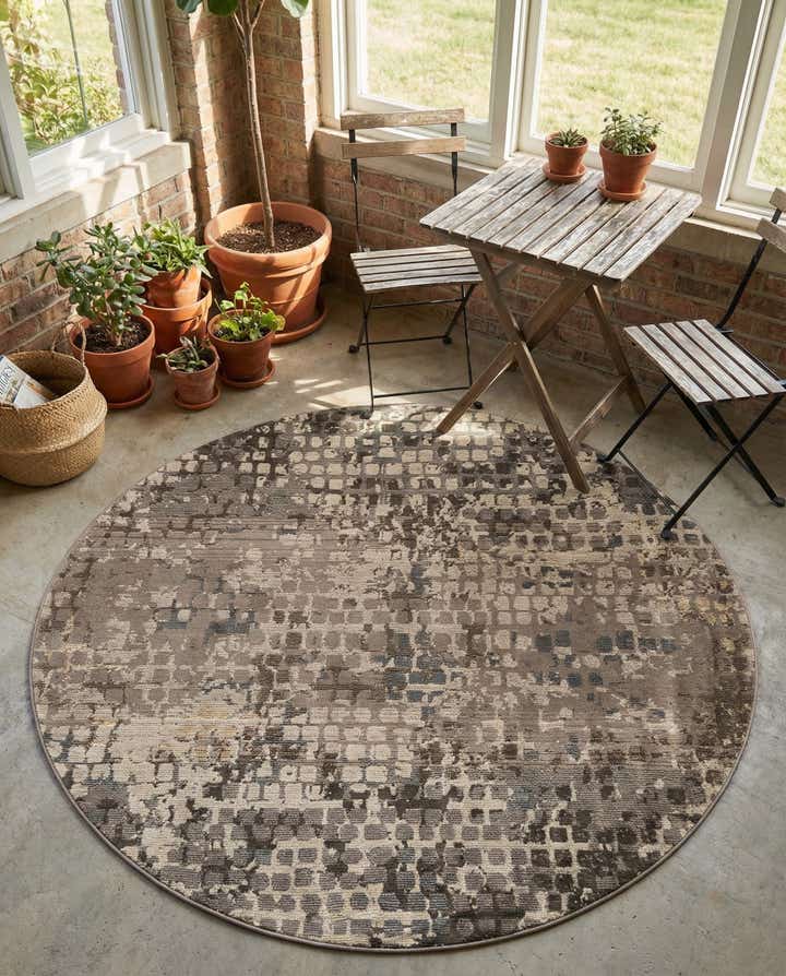 6' x 6' Washable Theia Round Rug