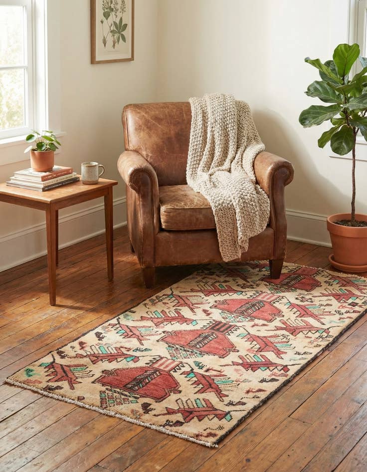 Detail image of  2' 4 x 5' 2  Hand Knotted Ultra Vintage Persian Wool Runner Rug