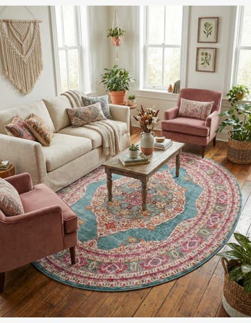 Turquoise Santiago Oval Rug