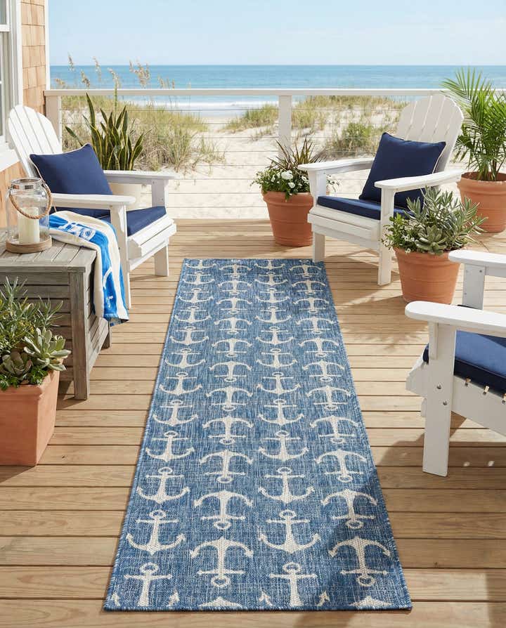 2' 7 x 12' Easy-Clean Coastal Indoor / Outdoor Runner Rug