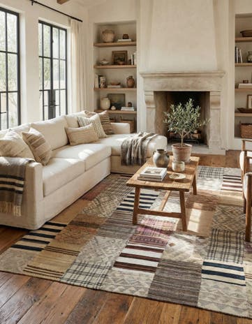 6' 5 x 9' 3 Hand Woven Kilim Patchwork Wool Rug