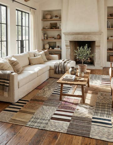 6' 5 x 9' 3 Hand Woven Kilim Patchwork Wool Rug