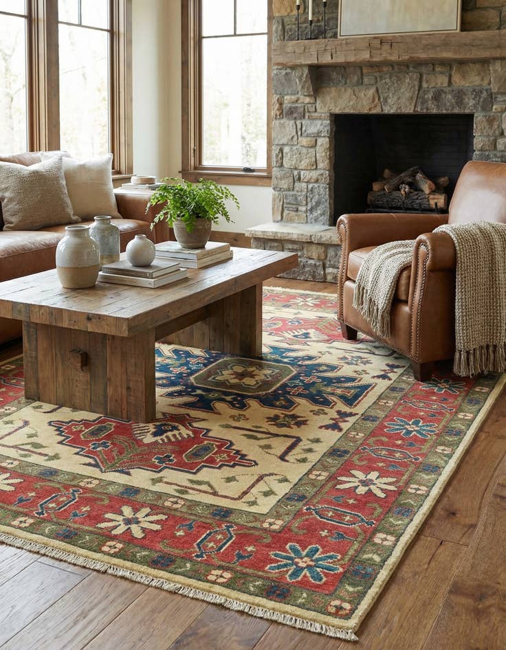 Detail image of 4' 3 x 6'  Hand Knotted Kazak Rug