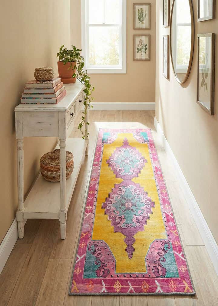 2' x 6' Washable Timeless Runner Rug