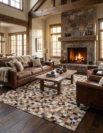 5' x 7' 10 Cowhide Leather Rug