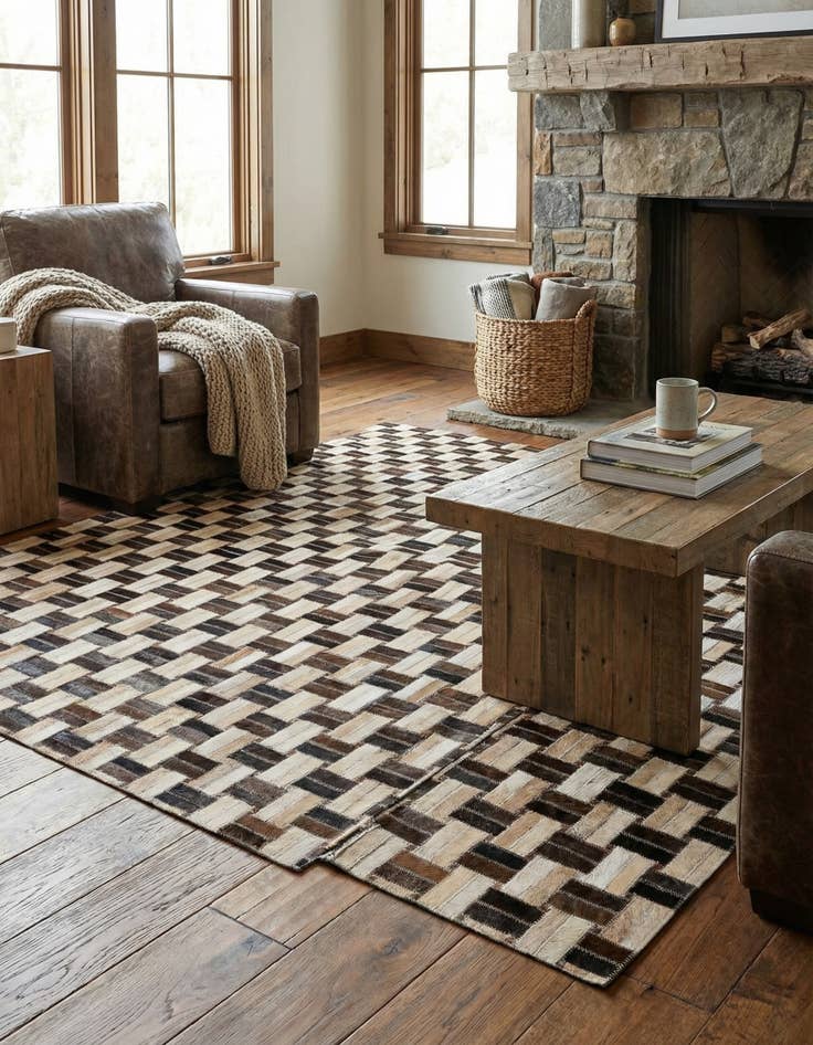 Detail image of  4' x 5' 11 Cowhide - Patchwork Rug