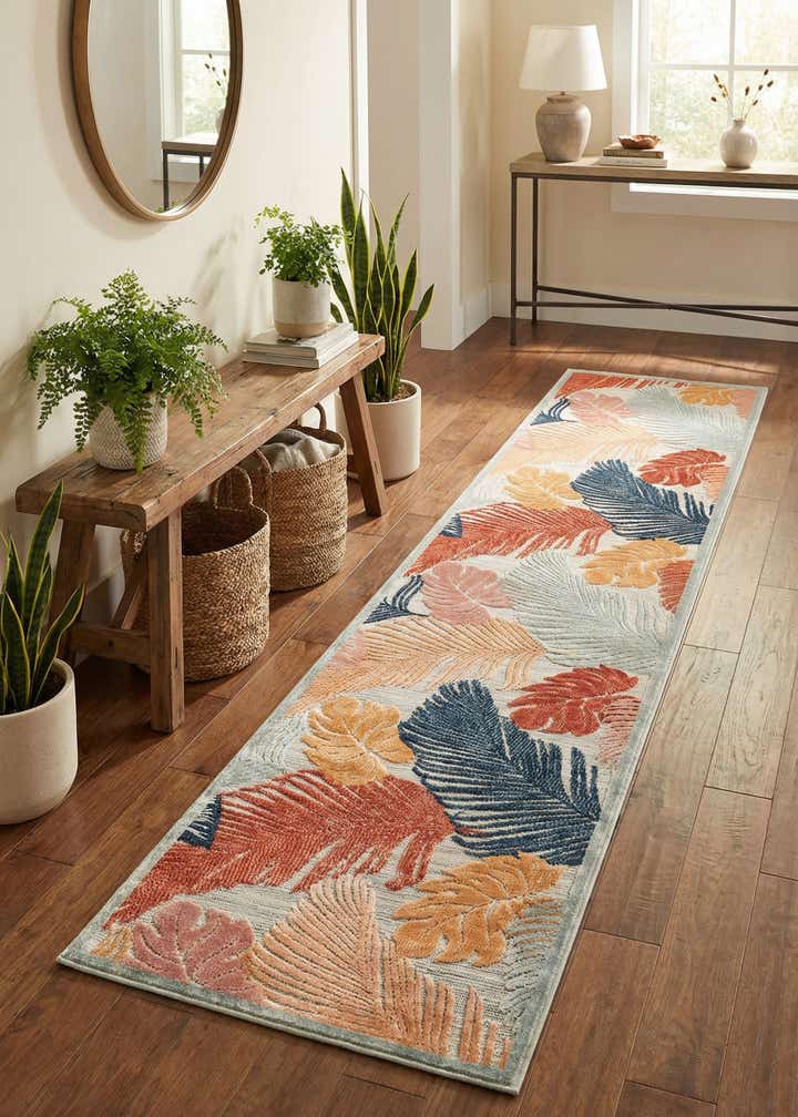 2' 7 x 12' Easy-Clean Botanical Indoor / Outdoor Runner Rug