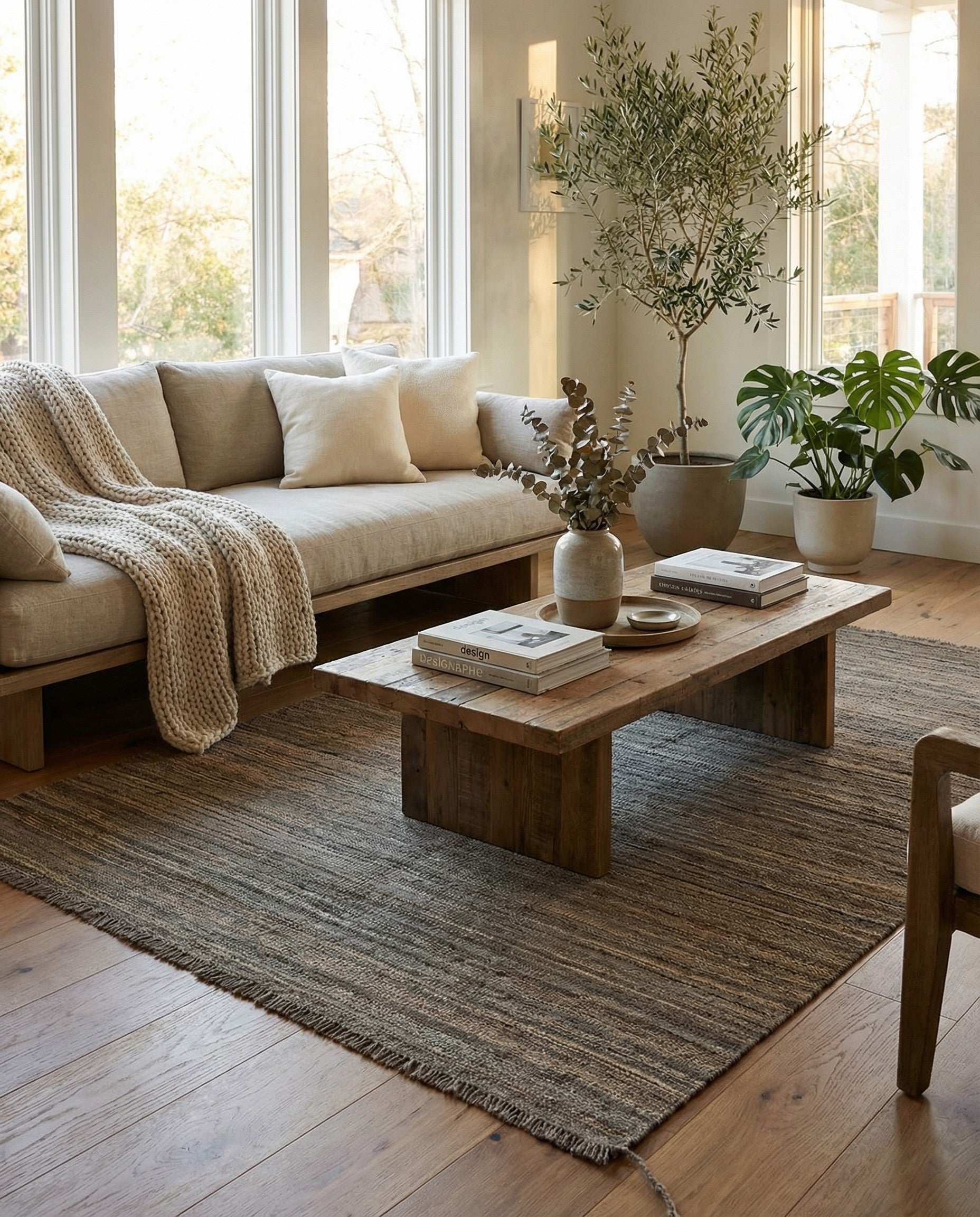  4' 3 x 6'  Hand Woven Kilim Modern Wool Rug