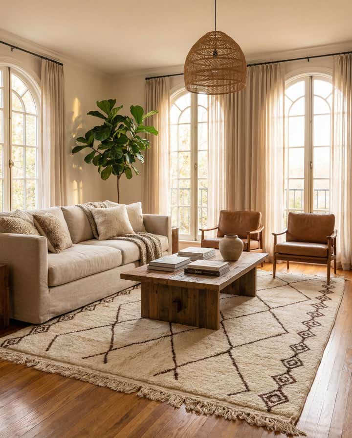 6' 9 x 9' 8 Hand Knotted Moroccan Wool Rug