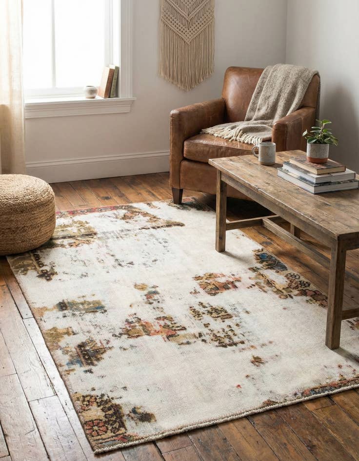 Detail image of 2' 10 x 4' 6  Hand Knotted Ultra Vintage Persian Wool Rug